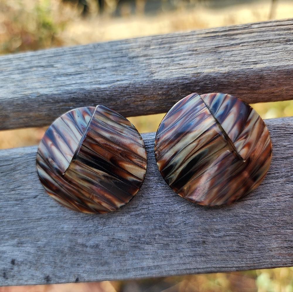Round Brown and Tan Earrings